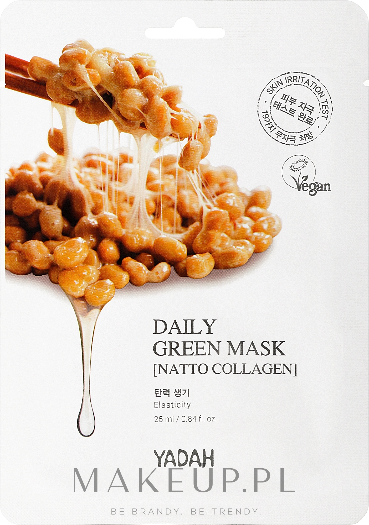 Maska o działaniu silnie nawilżającym i ujędrniającym z kolagenem roślinnym - Yadah Daily Green Mask Natto Collagen — Zdjęcie 25 ml