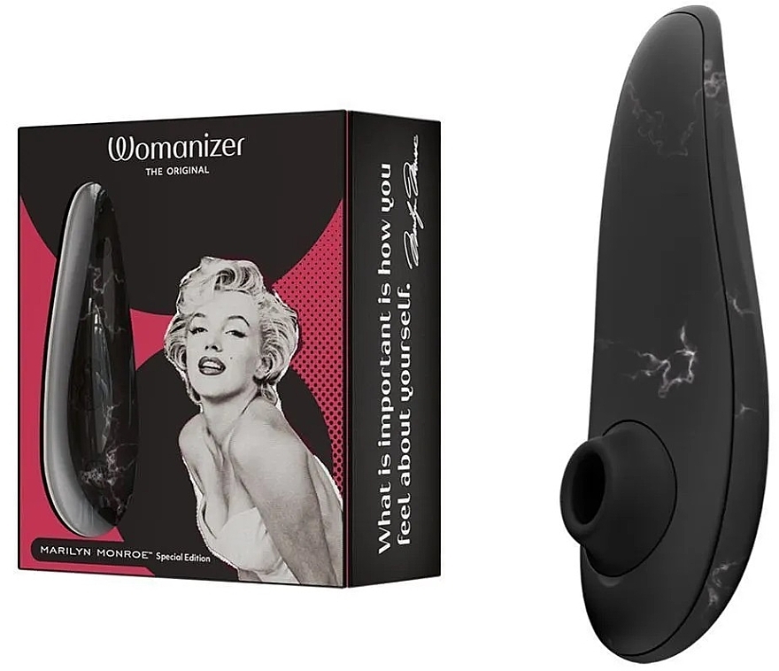 PRZECENA! Stymulator łechtaczki, czarny marmur - Womanizer Marilyn Monroe Classic 2 Black Marble * — Zdjęcie N1