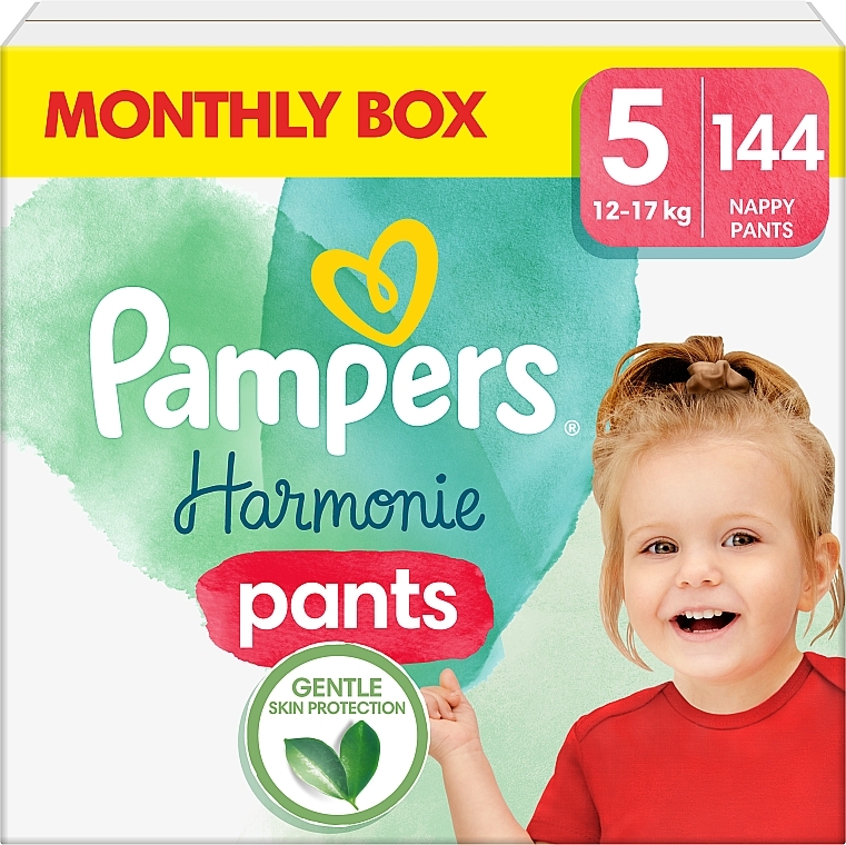 Pieluchomajtki Harmonie Pants, rozmiar 5, 12-17 kg, 144 szt. - Pampers — Zdjęcie N1