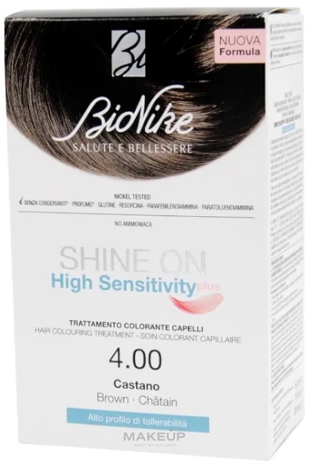 Farba do włosów - BioNike Shine On High Sensitivity Hair Colouring Treatment New Formula — Zdjęcie 4.00 - Brown