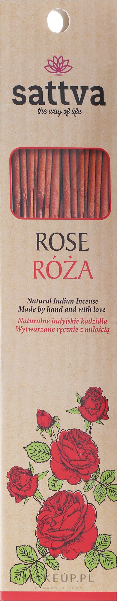 Naturalne indyjskie kadzidła Róża - Sattva Rose — Zdjęcie 15 szt.