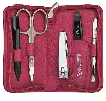 Zestaw do manicure, 5 elementów Siena, zapinany na suwak, pink - Erbe Solingen Manicure Zipper Case — Zdjęcie N1