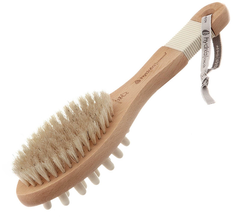 Szczotka do masażu z podwójną końcówką - Hydrea London Dual Use Body Brush Natural Bristle — Zdjęcie N1