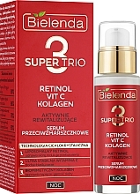 Aktywnie rewitalizujące serum przeciwzmarszczkowe na noc - Bielenda Super Trio Retinol + Vit C + Kolagen — Zdjęcie N2