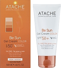 Koloryzujący żel-krem przeciwsłoneczny do skóry tłustej i mieszanej - Atache Be Sun Gel Cream Color SPF 50+ — Zdjęcie N2