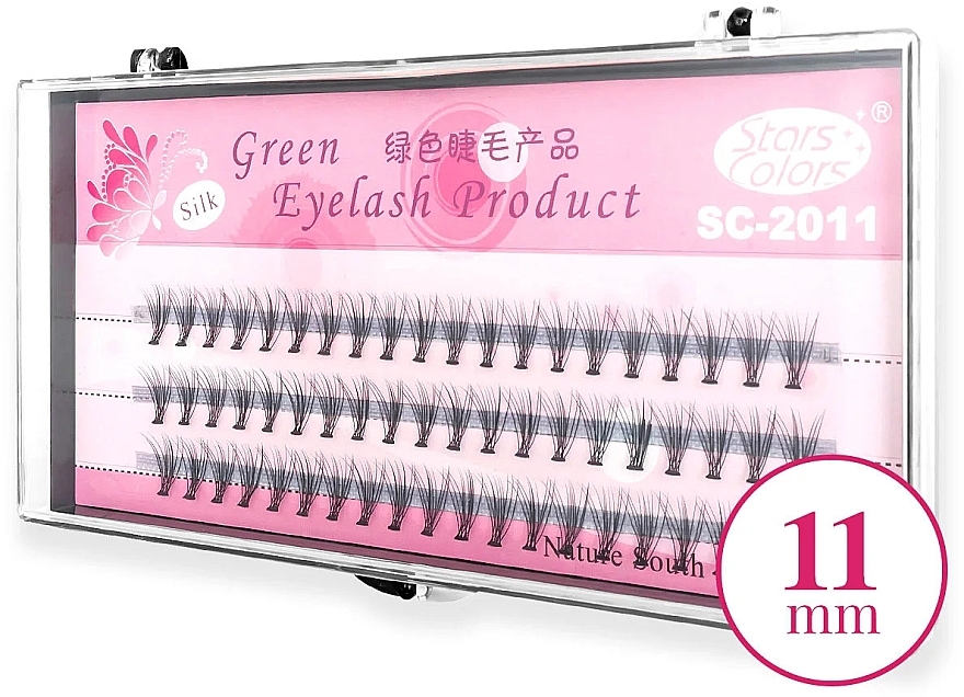 Sztuczne rzęsy, C, 11 mm - Clavier Pink Silk Green Eyelash — Zdjęcie N1