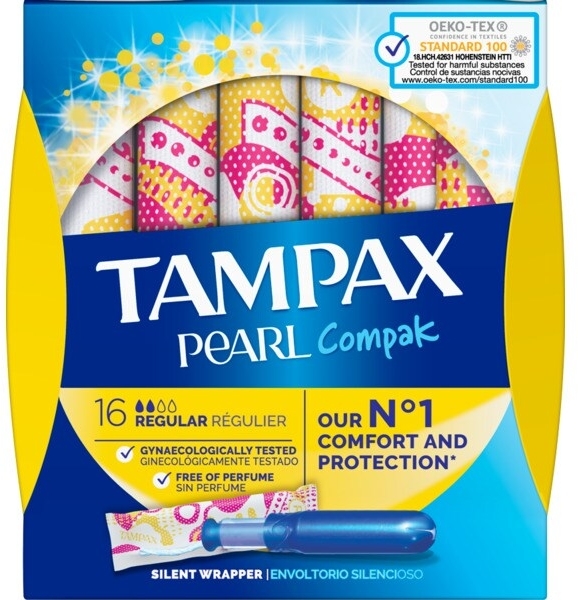 Tampony z aplikatorem, 18 szt. - Tampax Pearl Compak Regular — Zdjęcie N1
