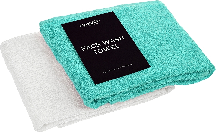 Zestaw ręczników do twarzy, biały i turkusowy Twins - MAKEUP Face Towel Set Turquoise + White — Zdjęcie N2