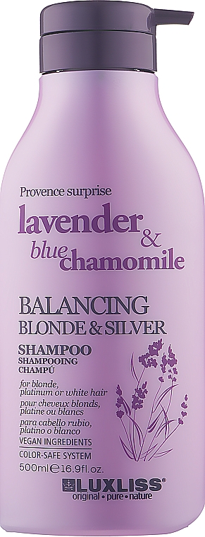 Balansujący szampon do włosów blond, platynowych i siwych Lawenda i rumianek - Luxliss Balancing Blonde & Silver Shampoo — Zdjęcie N3