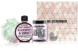 Kup Zestaw - Mr.Scrubber "Blackberry" (body/scr/300 g + sh/gel/300 ml + sh/sponge)