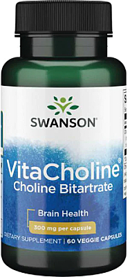 Suplement diety Dwuwinian choliny, 300 mg - Swanson Vitacholine Choline Bitartrate 300 mg — Zdjęcie N1