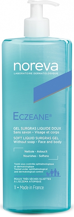 Delikatny żel oczyszczający do skóry wrażliwej - Noreva Laboratoires Eczeane Gel Surgras Liquide Doux — Zdjęcie N1