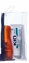 Kup Zestaw - Kin Travel Kit Orange Brush (toothpaste/25ml + toothbrush/1pcs + bag)