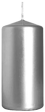 Świeca cylindryczna 50x100 mm, srebrna metaliczna - Bispol — Zdjęcie N1