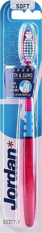 Szczoteczka do zębów miękka Target, różowa, listki - Jordan Target Teeth & Gums Soft — Zdjęcie N1