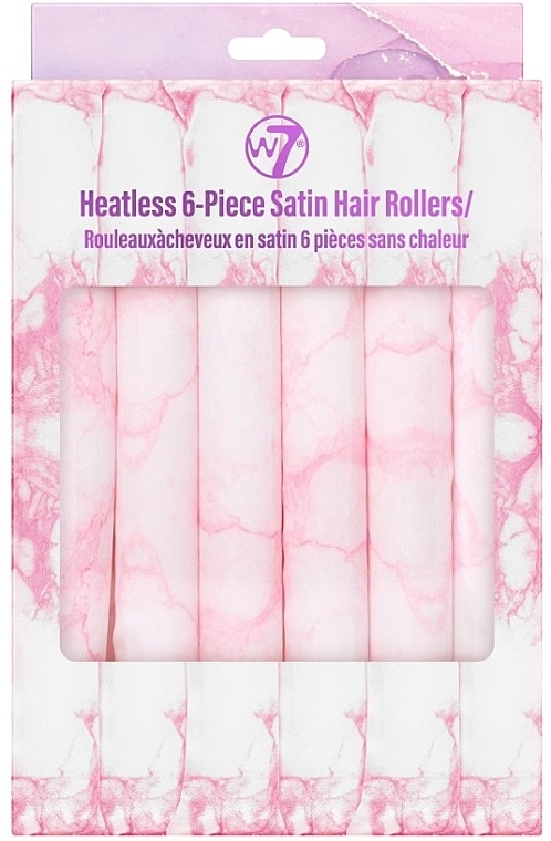 PRZECENA! Miękkie satynowe lokówki do kręcenia włosów na zimno, 6 szt. - W7 Heatless 6 Piece Satin Hair Rollers * — Zdjęcie N1