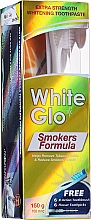 Kup Zestaw wybielający zęby dla palaczy, różowa szczoteczka - White Glo Smokers Formula (toothpaste/100ml + toothbrush + toothpicks) 