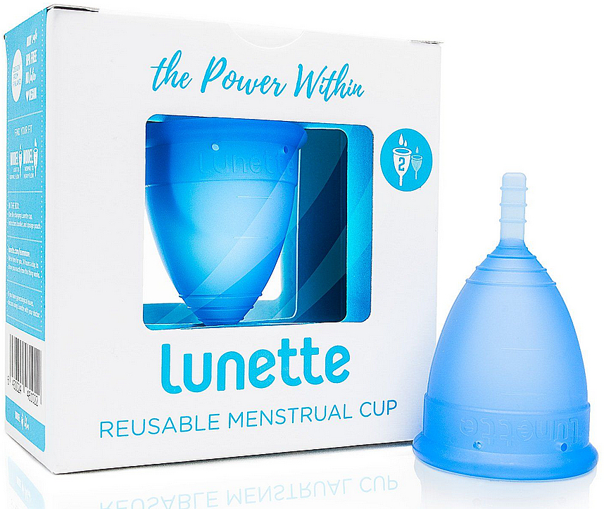Kubeczek menstruacyjny, model 2, niebieski - Lunette Reusable Menstrual Cup Blue Model 2 — Zdjęcie N1