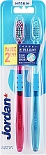 Szczoteczki do zębów, średnia twardość, niebieska + różowa bez wzorów - Jordan Target Teeth Toothbrush — Zdjęcie N1