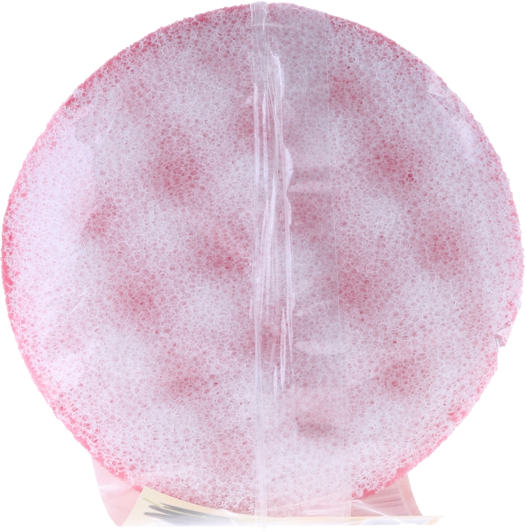 Okrągła masażowa gąbka do kąpieli, 98553, różowo-biała - Cari — Zdjęcie N2