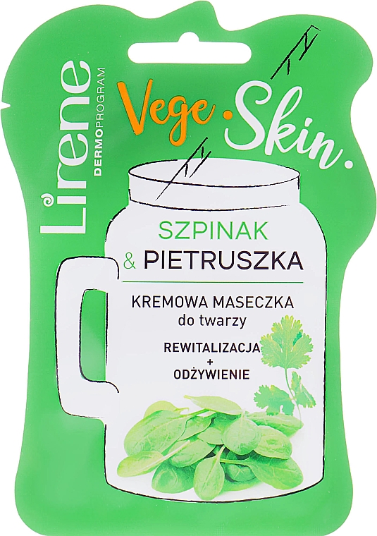 Kremowa maseczka do twarzy Rewitalizacja + odżywienie Szpinak i pietruszka - Lirene Vege Skin Mask