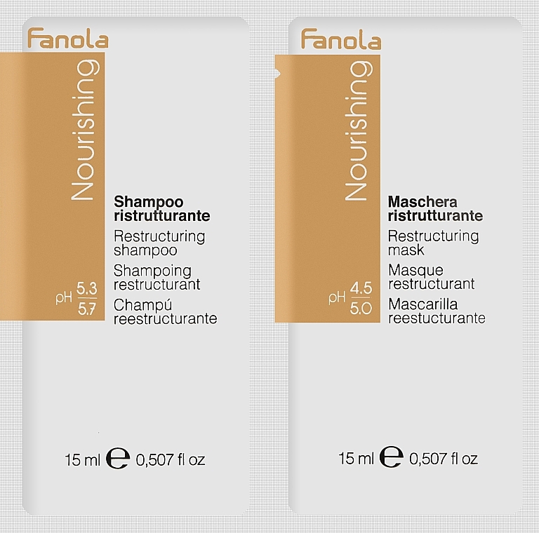 Zestaw do pielęgnacji włosów - Fanola Nourishing (h/mask/15ml + sh/15ml) — Zdjęcie N1
