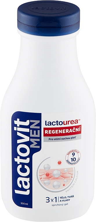 Regenerujący żel pod prysznic do ciała, twarzy i włosów - Lactovit Men Lactourea 3 in 1 Regenerating Shower Gel — Zdjęcie N1