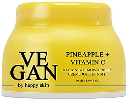 Nawilżający krem do twarzy z ekstraktem z ananasa i witaminą C - Vegan By Happy Skin Pineapple + Vitamin C Day & Night Moisturiser — Zdjęcie N2