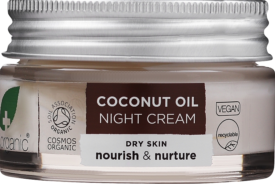 Intensywnie odżywczy krem do twarzy i ciała na noc Organiczny olej kokosowy - Dr Organic Virgin Coconut Oil Night Cream