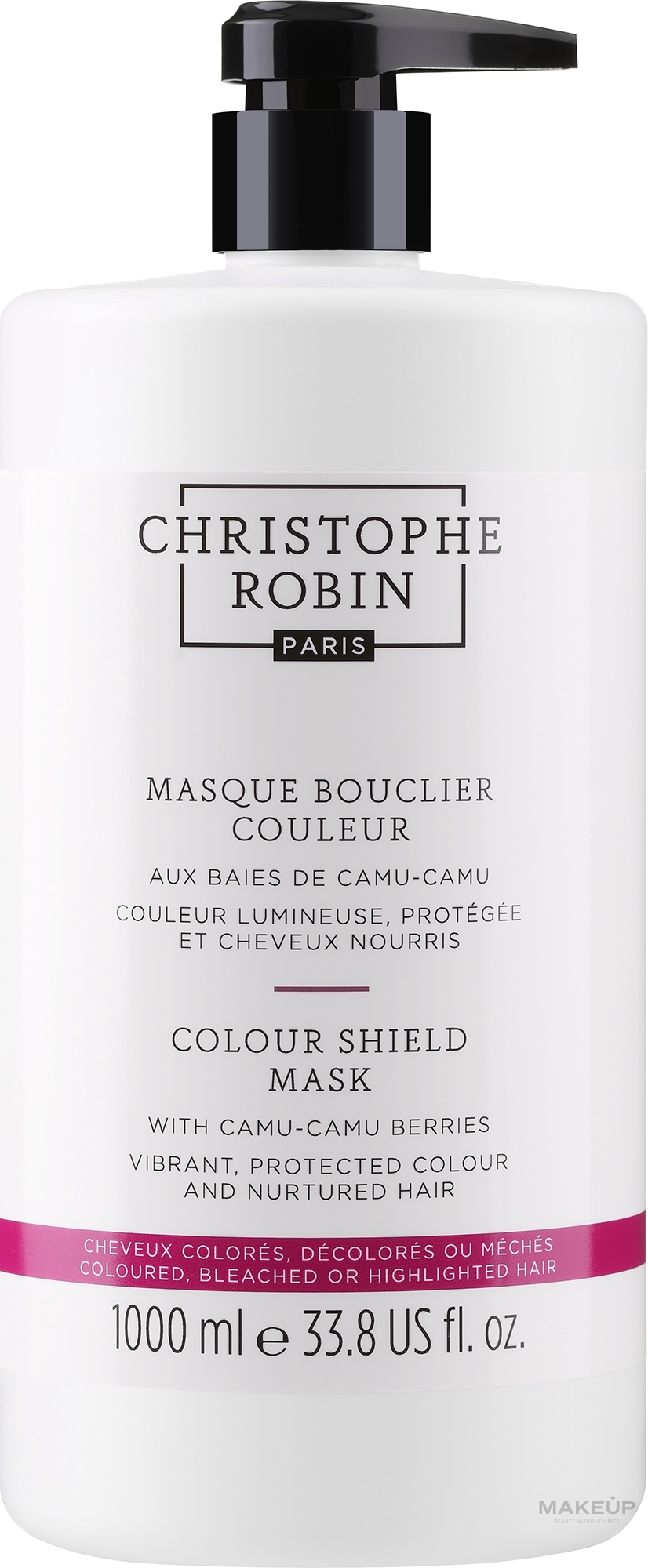 Maska do włosów farbowanych i z pasemkami - Christophe Robin Color Shield Mask With Camu-Camu Berries (słoik) — Zdjęcie 1000 ml