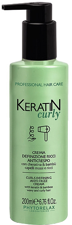 Krem do wygładzania kręconych włosów - Phytorelax Laboratories Keratin Curly Curls Defining Anti-Frizz Cream