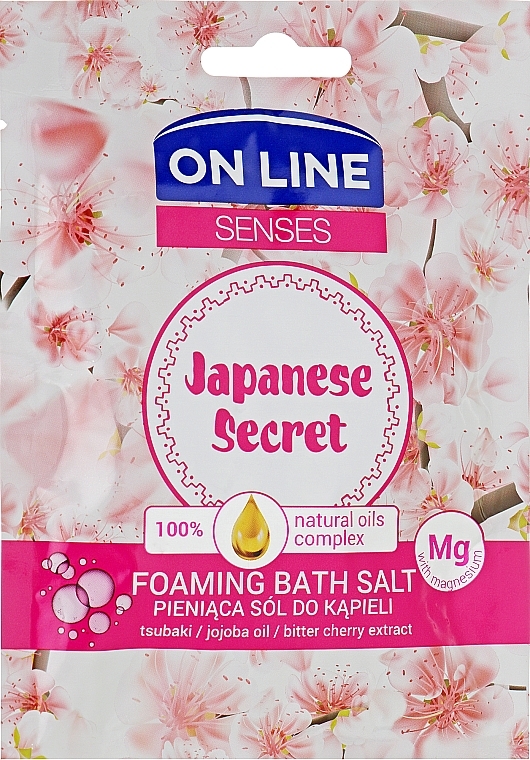 Pieniąca sól do kąpieli z olejami tsubaki i jojoba - On Line Senses Japanese Secret — Zdjęcie N1