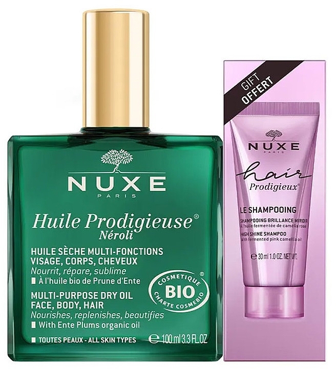 Zestaw - Nuxe Huile Prodigieuse Neroli (oil/100ml + shm/30ml) — Zdjęcie N1