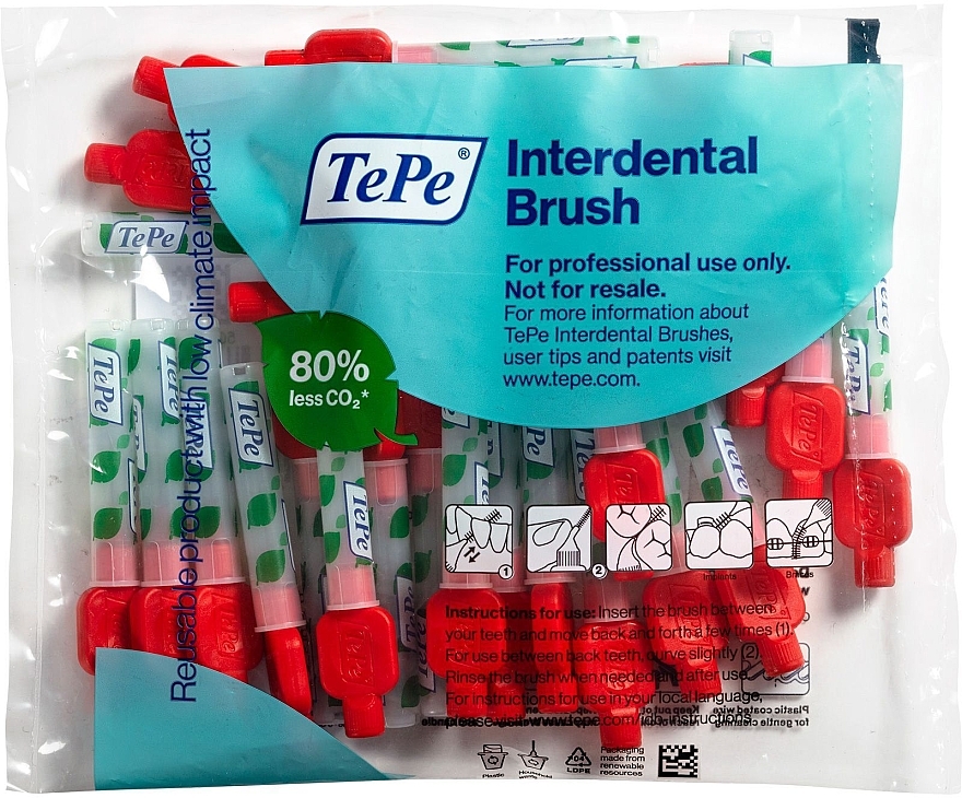 Zestaw szczoteczek międzyzębowych, 25 szt - TePe Original Interdental Brush Red 0.5 mm — Zdjęcie N1