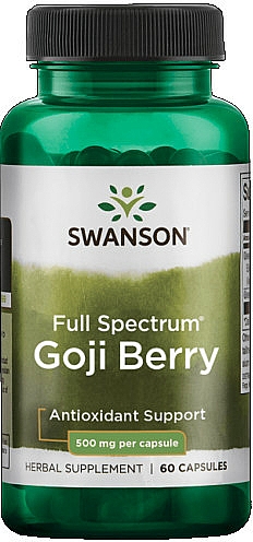Suplement diety Jagody Goji, 500 mg - Swanson Full Spectrum Goji Berry Wolfberry — Zdjęcie N1