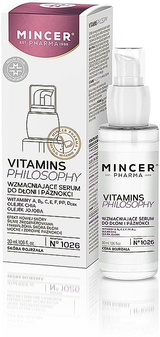 Wzmacniające serum do dłoni i paznokci do skóry dojrzałej - Mincer Pharma Vitamins Philosophy №1026 — Zdjęcie N1