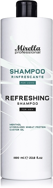 Szampon do włosów dla mężczyzn, z mentolem i olejkiem rycynowym - Mirella Professional Shampoo — Zdjęcie N1