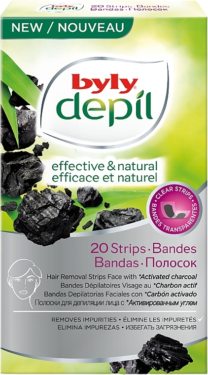 Plastry woskowe do depilacji twarzy - Byly Dépil Activated Charcoal Hair Removal Strips Face — Zdjęcie N1
