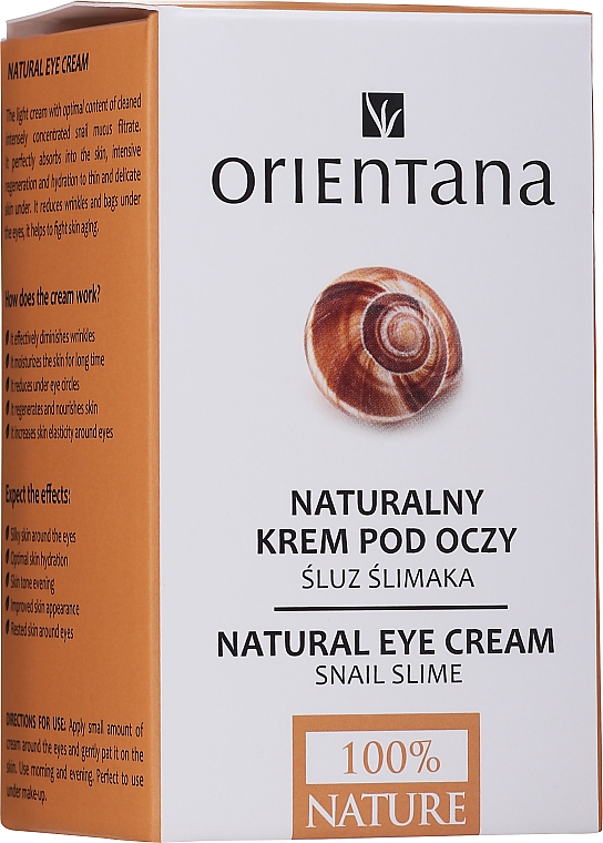 Naturalny krem pod oczy ze śluzem ślimaka na dzień i noc - Orientana — Zdjęcie N2