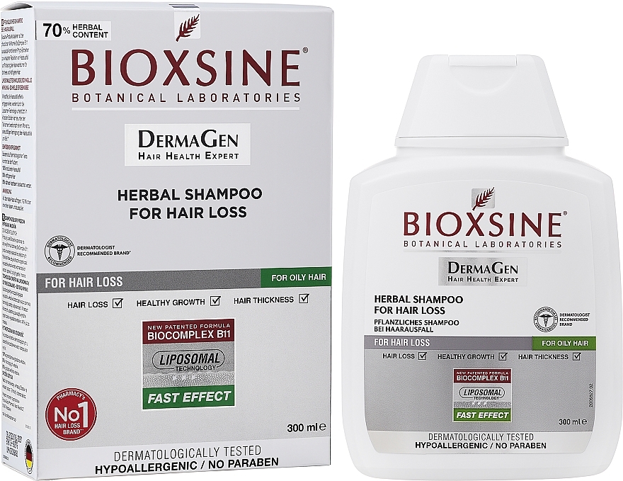 Szampon ziołowy do włosów przetłuszczających się przeciw wypadaniu - Biota Bioxsine Shampoo — Zdjęcie N2