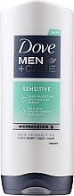 Żel pod prysznic, do twarzy i włosów 3 w 1 - Dove Men+Care Sensitive 3-in-1 Body, Face and Hair Wash — Zdjęcie N1