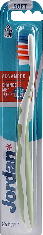 Miękka szczoteczka do zębów biało-zielona - Jordan Advanced Soft Toothbrush — Zdjęcie N1