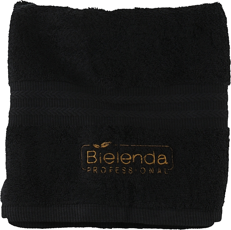 Ręcznik z logo, czarny, 50 x 100 cm - Bielenda Professional Spa Frotte Black Towel — Zdjęcie N1