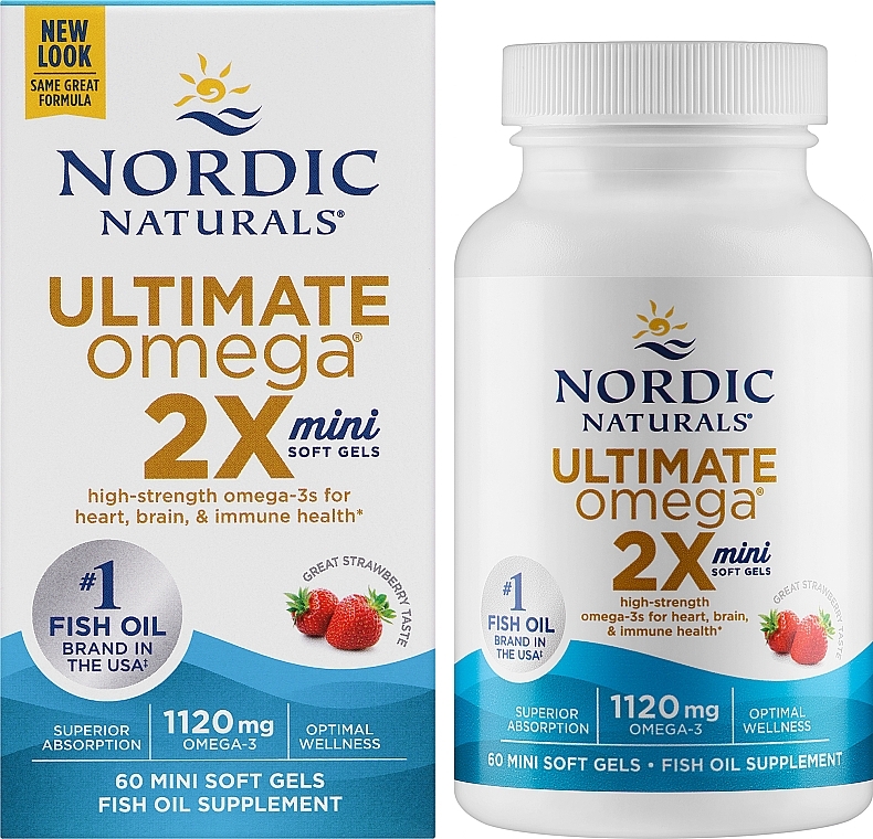 Suplement diety Ultimate Omega 1120 mg - Nordic Naturals Ultimate Omega 2X Mini 1120mg Strawberry — Zdjęcie N2