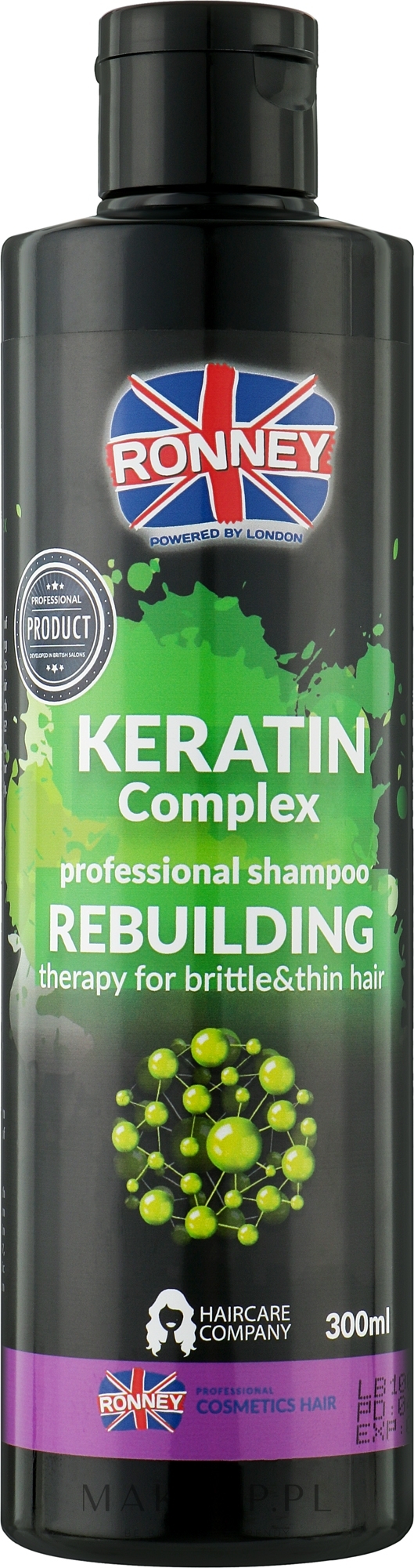 Odbudowujący szampon z kompleksem keratynowym do włosów kruchych i cienkich - Ronney Professional Keratin Complex Rebuilding Shampoo — Zdjęcie 300 ml