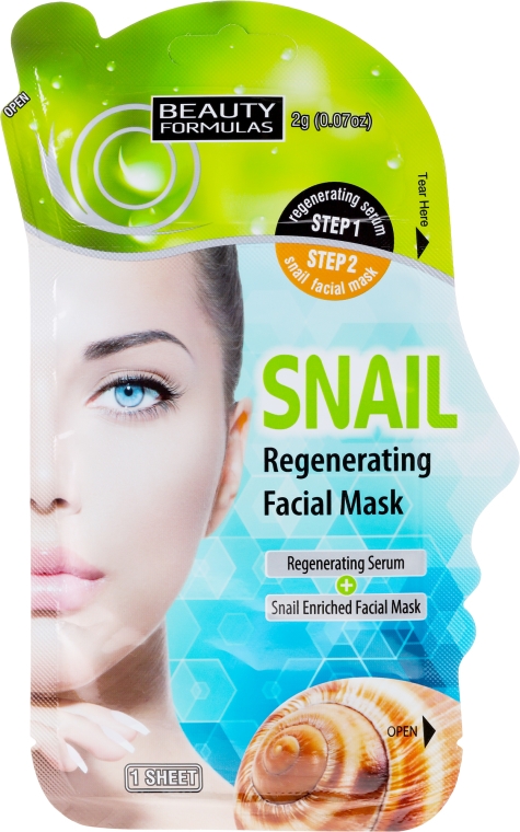 Regenerująca dwustopniowa maska do twarzy ze śluzem ślimaka - Beauty Formulas Snail Regenerating Facial Mask — Zdjęcie N1