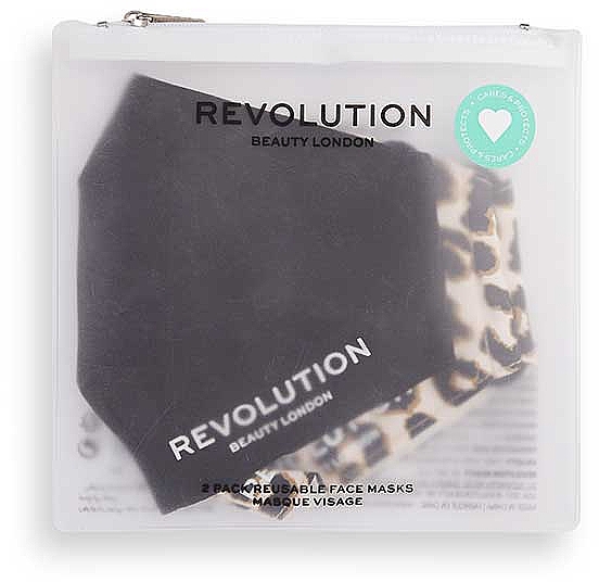 Maska ochronna wielokrotnego użytku, 2 szt. - Makeup Revolution 2Pack Re-Useable Fashion Fabric Face Mask Black — Zdjęcie N1
