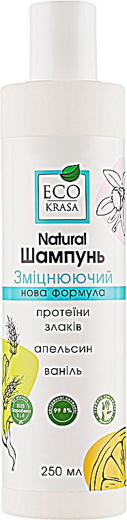 Naturalny szampon wzmacniający Białka zbożowe, pomarańcza i wanilia - Eco Krasa — Zdjęcie N1