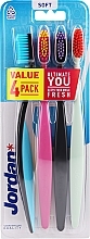 Miękka szczoteczka do zębów, 4 sztuki, czarna+różowa+miętowa - Jordan Ultimate You Soft Toothbrush — Zdjęcie N1