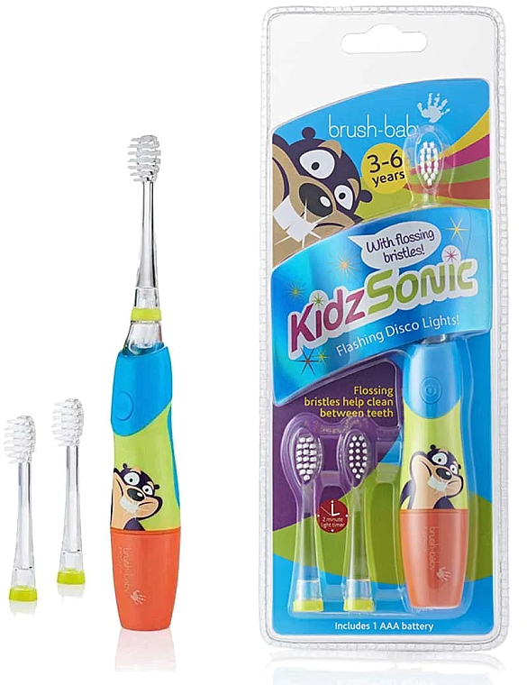 Elektryczna szczoteczka do zębów Flashing Disko Lights 3-6 lat, niebieska - Brush-Baby KidzSonic Electric Toothbrush — Zdjęcie N3